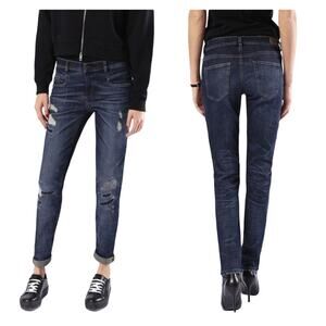 Diesel Belthy Destressed Low Rise Slim Straight Jeans, Size 28W 32L
